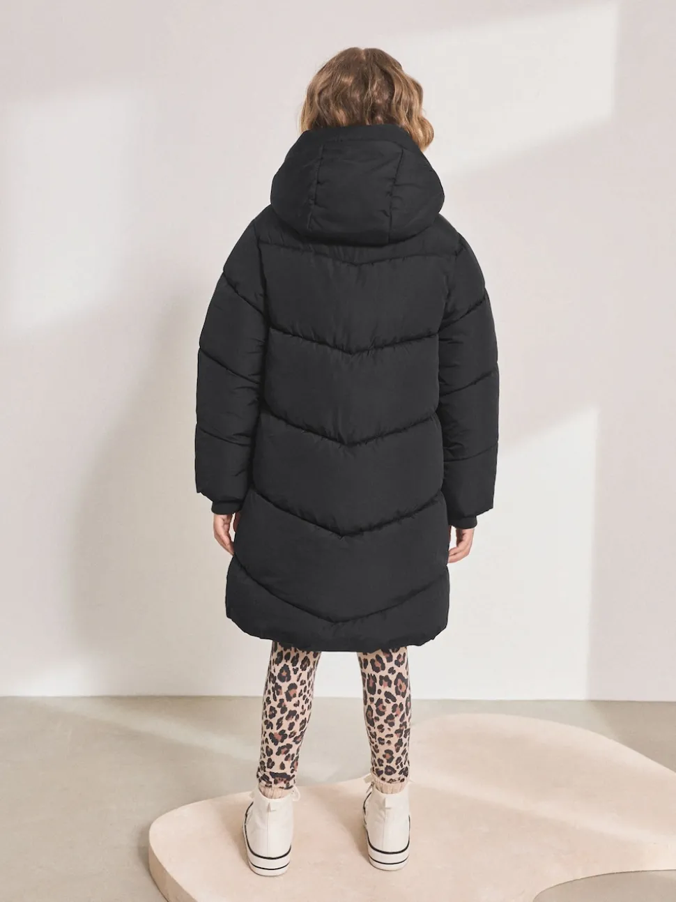 Black Shower Resistant Faux Fur Lined Hooded Padded Coat (3-16yrs)