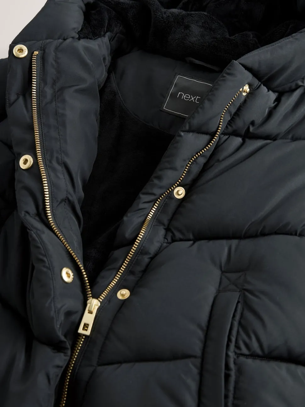 Black Shower Resistant Faux Fur Lined Hooded Padded Coat (3-16yrs)