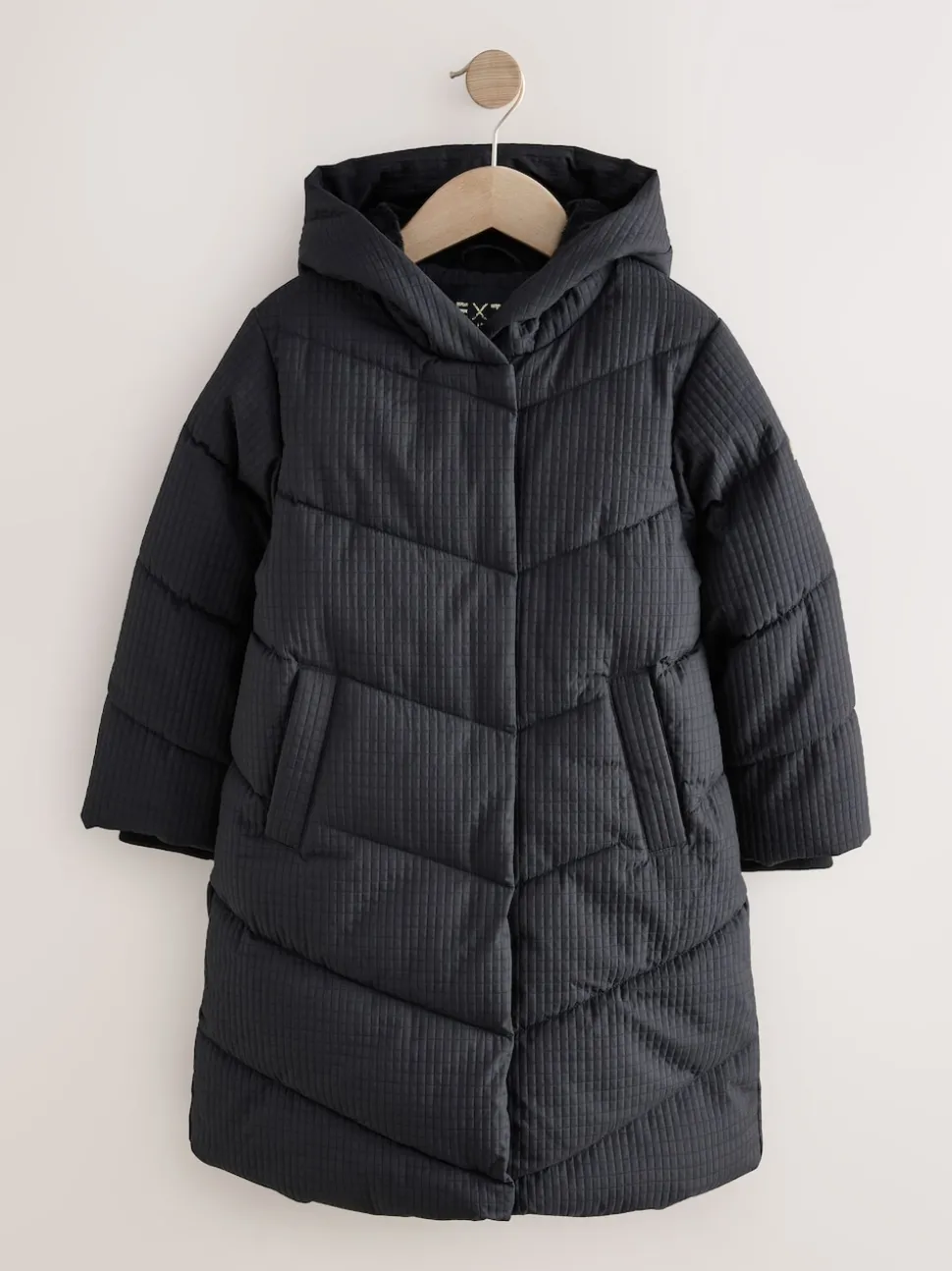 Black Shower Resistant Longline Padded Coat (3-16yrs)