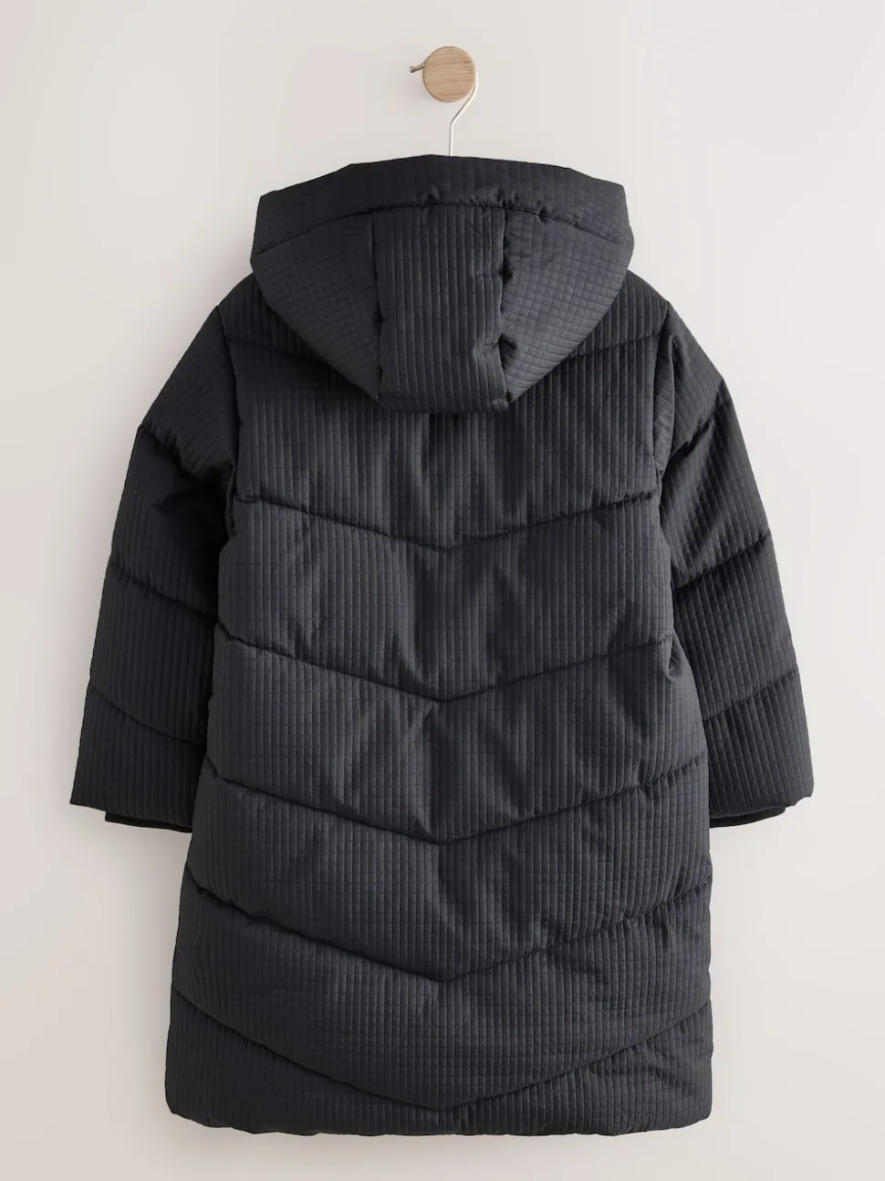 Black Shower Resistant Longline Padded Coat (3-16yrs)
