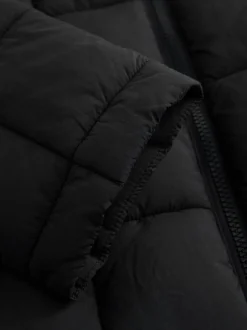 Black Shower Resistant Square Quilted Coat (3-16yrs)