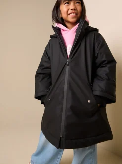 Black Shower Resistant Wadded Coat (3-16yrs)