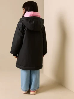 Black Shower Resistant Wadded Coat (3-16yrs)
