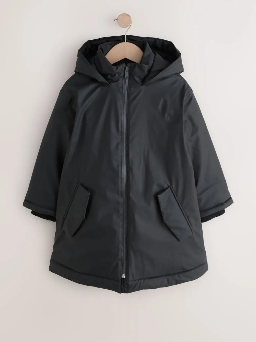 Black Shower Resistant Wadded Coat (3-16yrs)