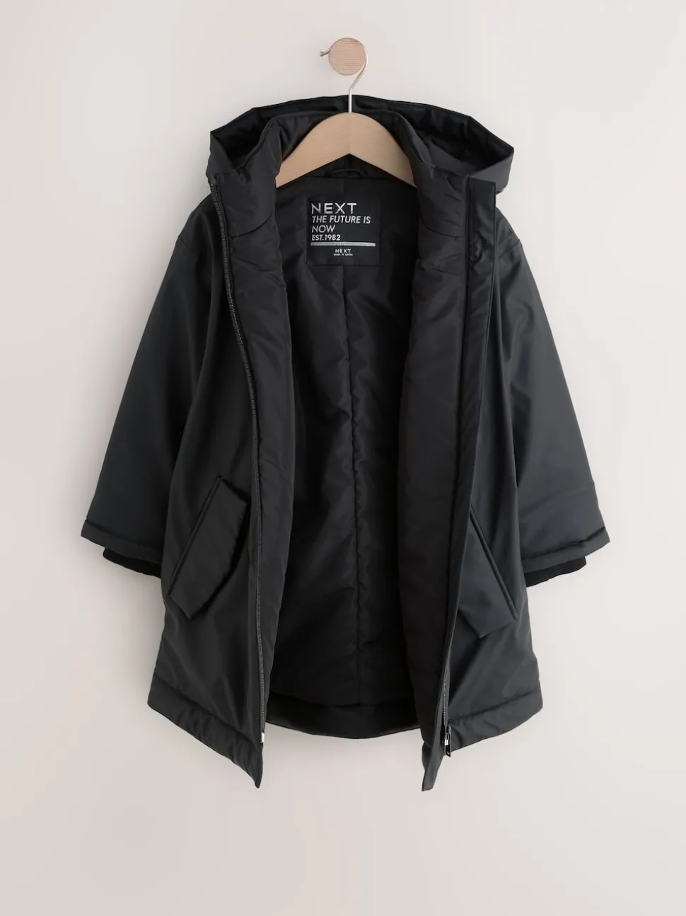 Black Shower Resistant Wadded Coat (3-16yrs)