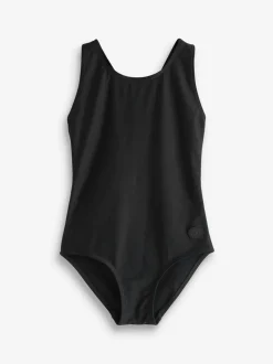 Black Sports Cross Back Swimsuit (3-16yrs)