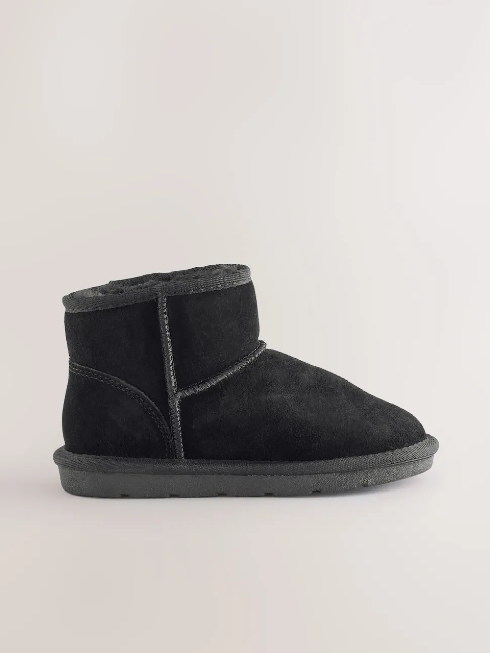 Black Standard Fit (F) Water Repellent Suede Short Pull-On Boots