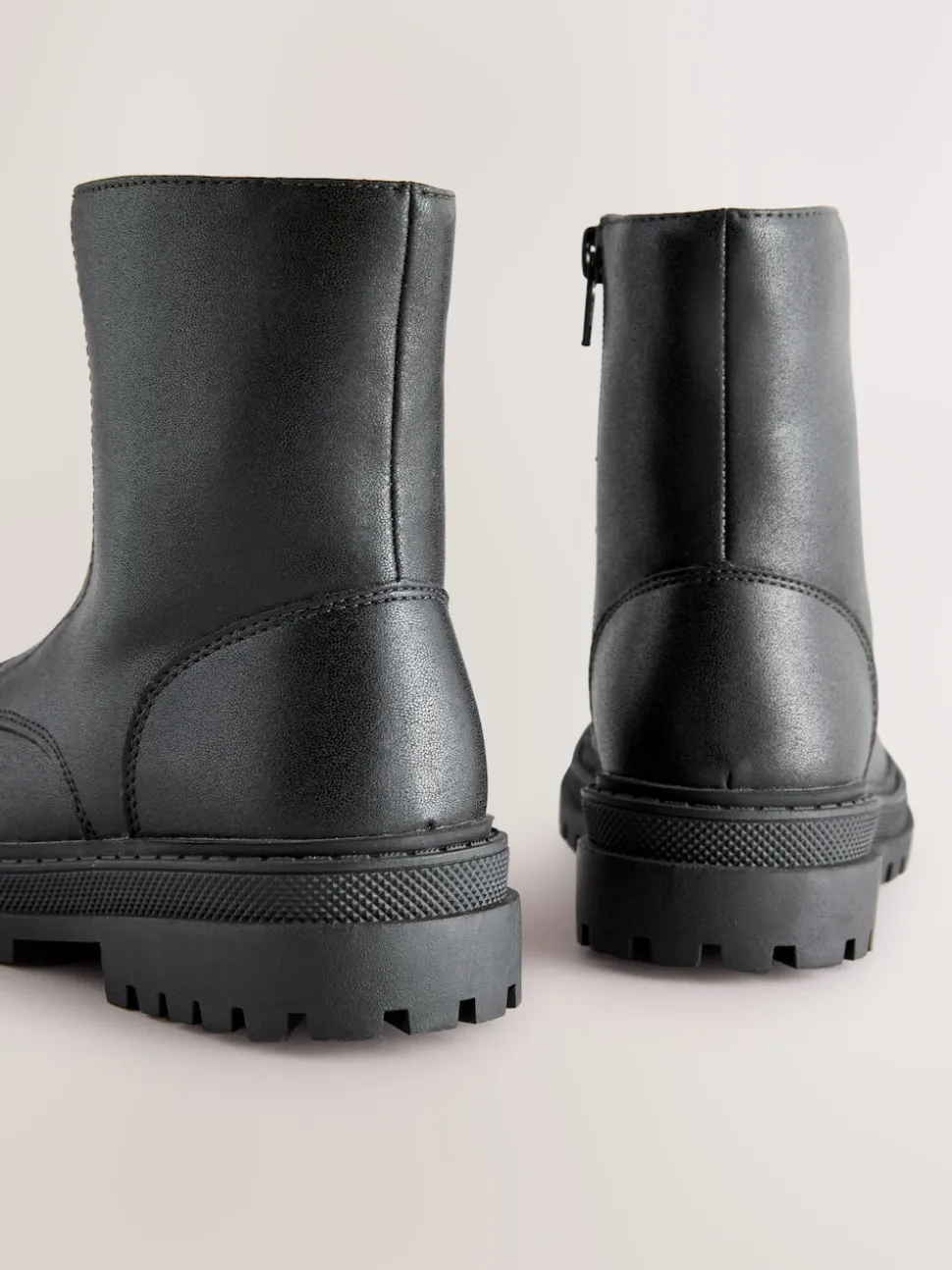 Black Standard Fit (F) Zip Front Ankle Boots