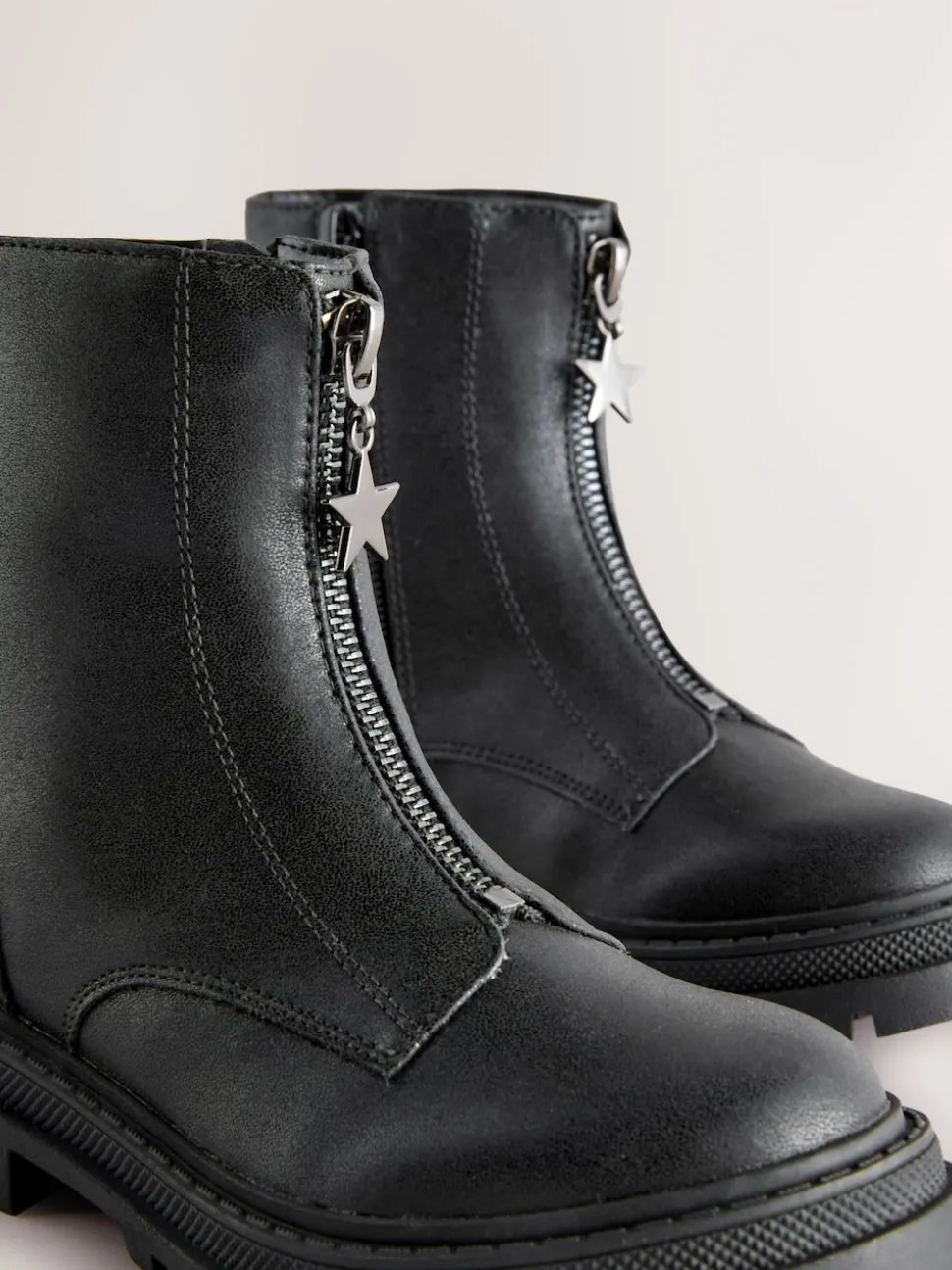 Black Standard Fit (F) Zip Front Ankle Boots