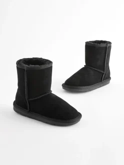Black Suede Pull On Boots
