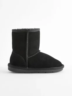Black Suede Pull On Boots