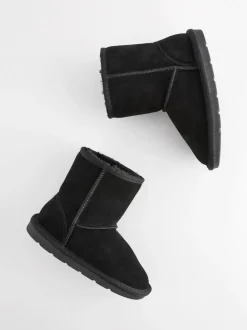 Black Suede Pull On Boots