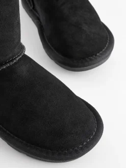 Black Suede Pull On Boots