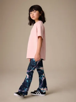 Black Swirl Flare Leggings (3-16yrs)