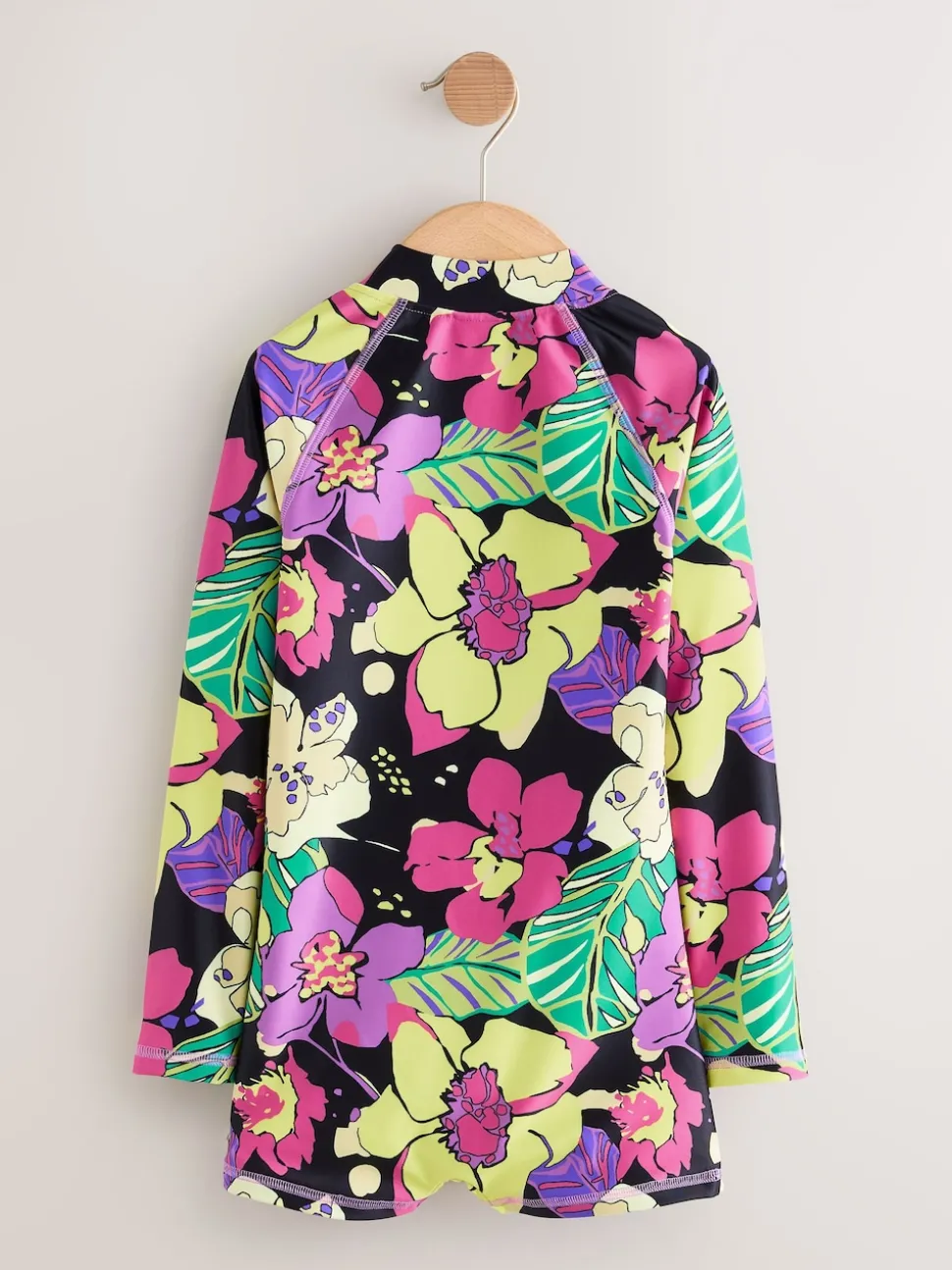 Black Tropical One Piece Short Swimsuit (3-16yrs)