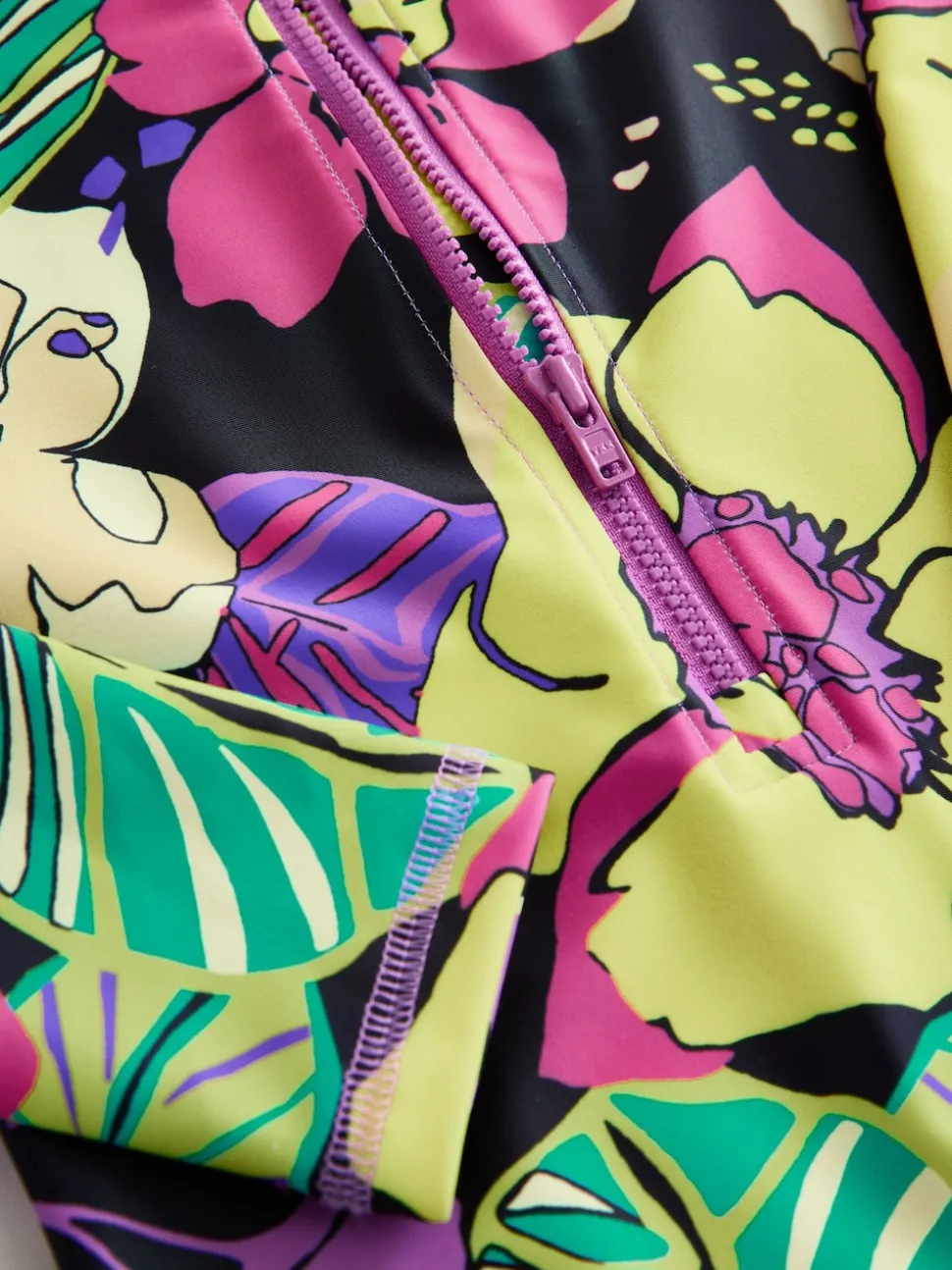 Black Tropical One Piece Short Swimsuit (3-16yrs)