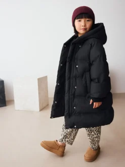 Black Waterproof Faux Fur Lined Padded Coat (3-16yrs)