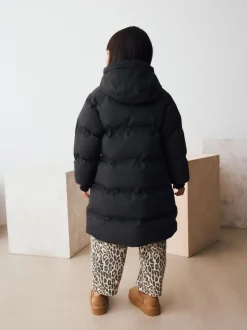 Black Waterproof Faux Fur Lined Padded Coat (3-16yrs)