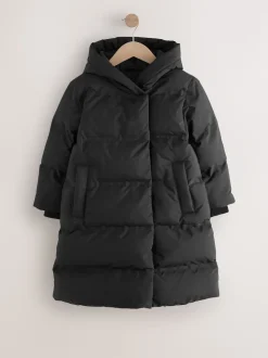 Black Waterproof Faux Fur Lined Padded Coat (3-16yrs)