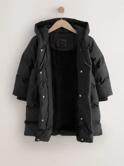 Black Waterproof Faux Fur Lined Padded Coat (3-16yrs)