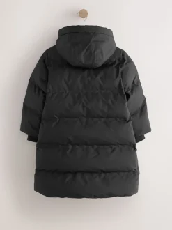 Black Waterproof Faux Fur Lined Padded Coat (3-16yrs)