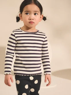 Black/White Long Sleeve Rib Tops 5 Pack (3mths-7yrs)
