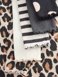 Black/White Long Sleeve Rib Tops 5 Pack (3mths-7yrs)