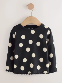 Black/White Long Sleeve Rib Tops 5 Pack (3mths-7yrs)