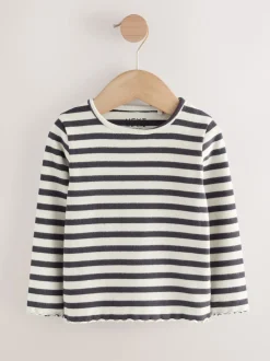 Black/White Long Sleeve Rib Tops 5 Pack (3mths-7yrs)