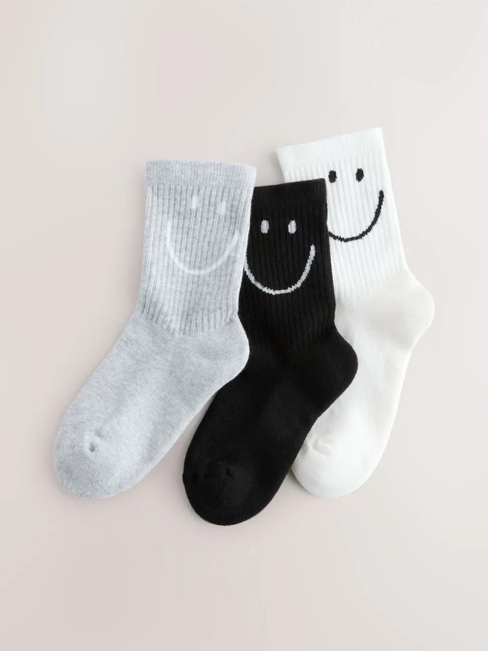 Black White and Grey 3 Pack Cotton Rich Cushioned Sole Ankle Socks