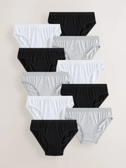 Black/White Bikini Briefs 10 Pack (5-16yrs)