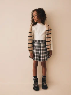 Black/White Check Pleated Skirt (3-16yrs)