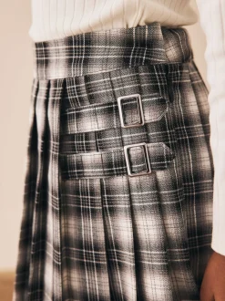 Black/White Check Pleated Skirt (3-16yrs)