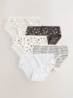 Black/White Ditsy Print Briefs 5 Pack (1.5-16yrs)
