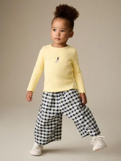 Black/White Floral Gingham Trousers (3mths-7yrs)