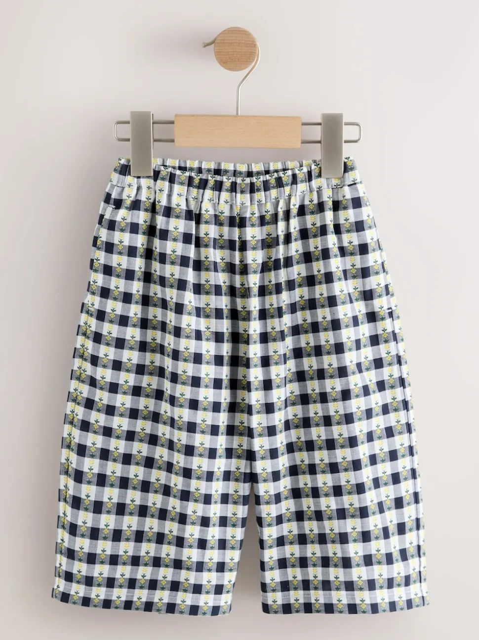 Black/White Floral Gingham Trousers (3mths-7yrs)