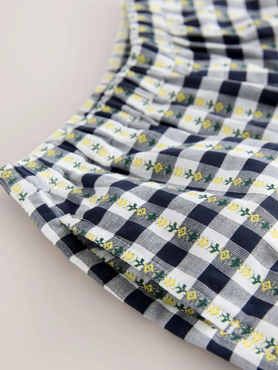 Black/White Floral Gingham Trousers (3mths-7yrs)