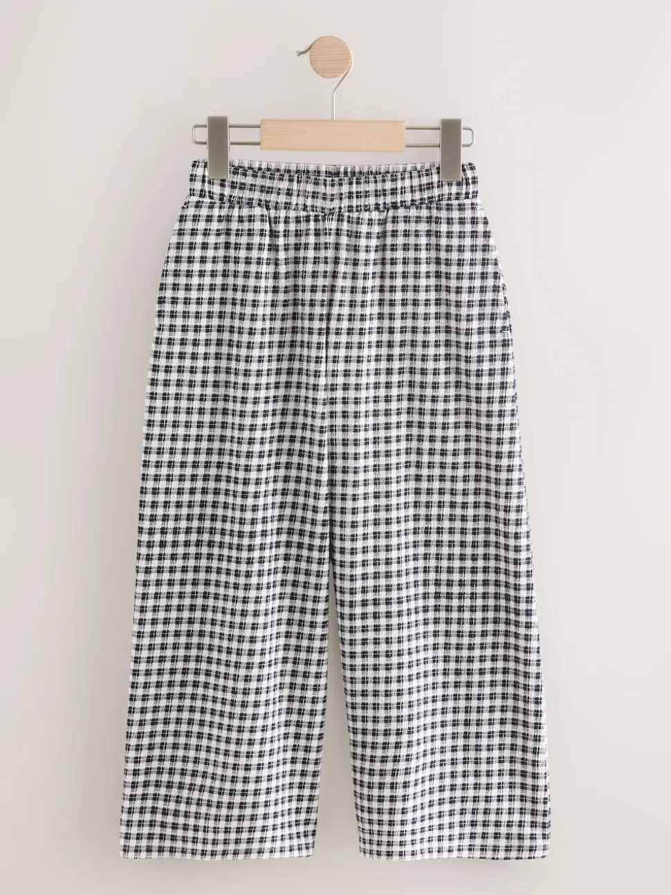 Black/White Gingham Check Wide Leg Textured Trousers (3-16yrs)