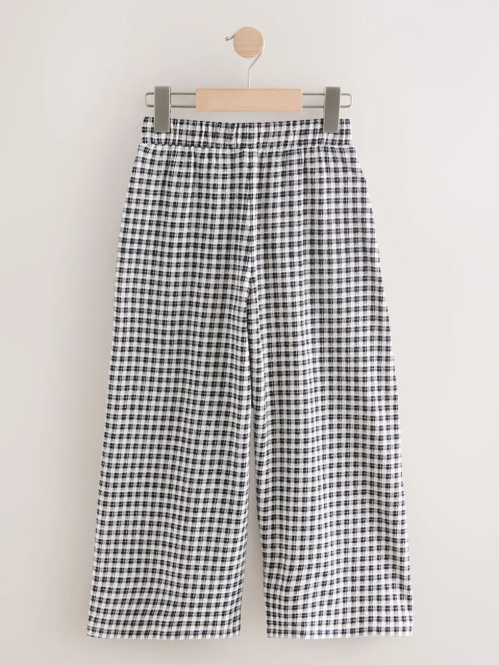 Black/White Gingham Check Wide Leg Textured Trousers (3-16yrs)