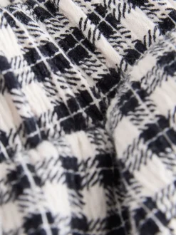 Black/White Gingham Check Wide Leg Textured Trousers (3-16yrs)
