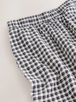 Black/White Gingham Check Wide Leg Textured Trousers (3-16yrs)