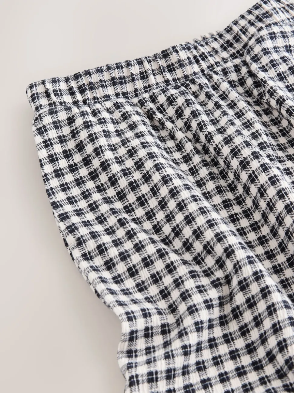Black/White Gingham Check Wide Leg Textured Trousers (3-16yrs)