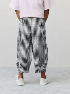 Black/White Gingham Pull On Barrel Trousers (3-16yrs)