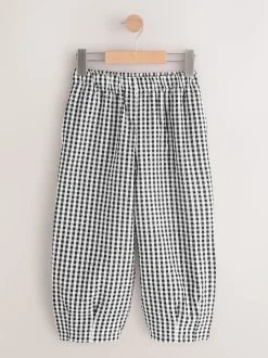 Black/White Gingham Pull On Barrel Trousers (3-16yrs)