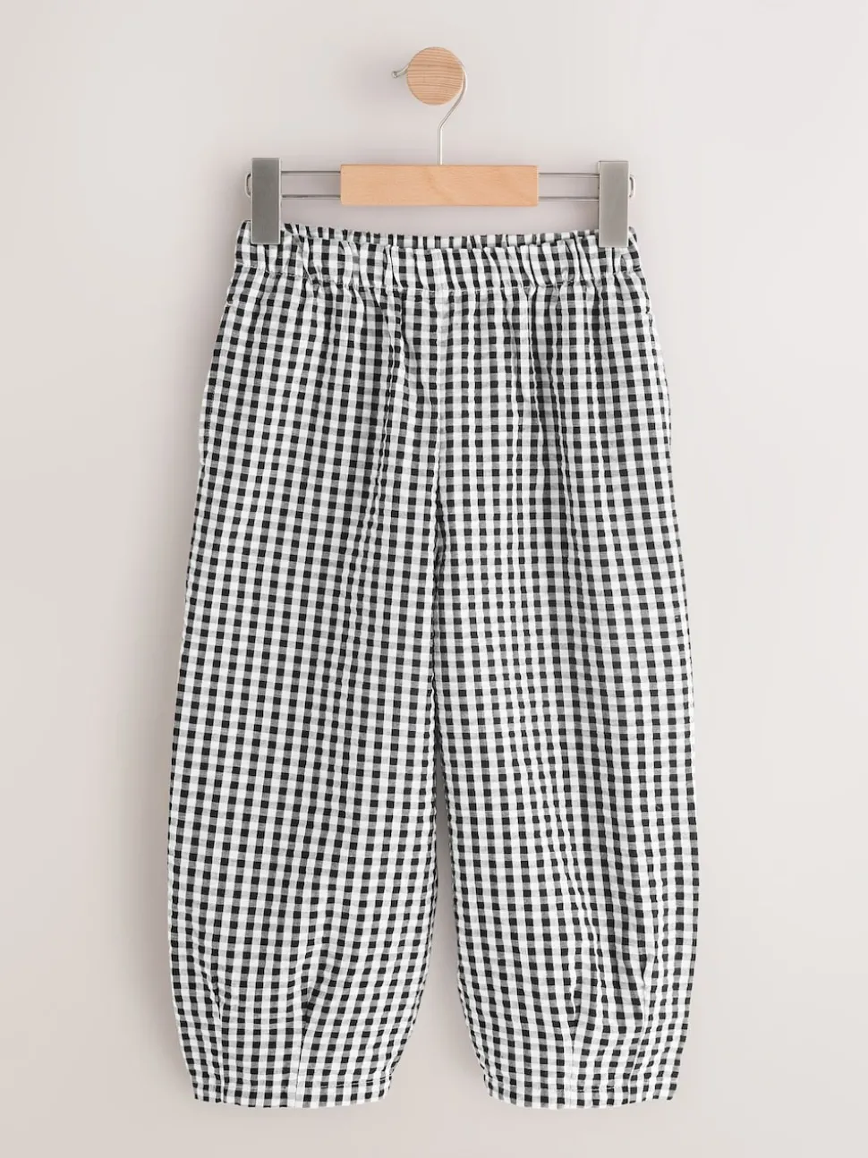 Black/White Gingham Pull On Barrel Trousers (3-16yrs)