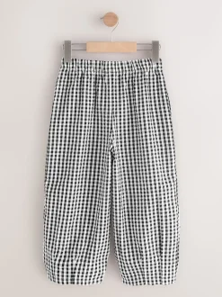 Black/White Gingham Pull On Barrel Trousers (3-16yrs)
