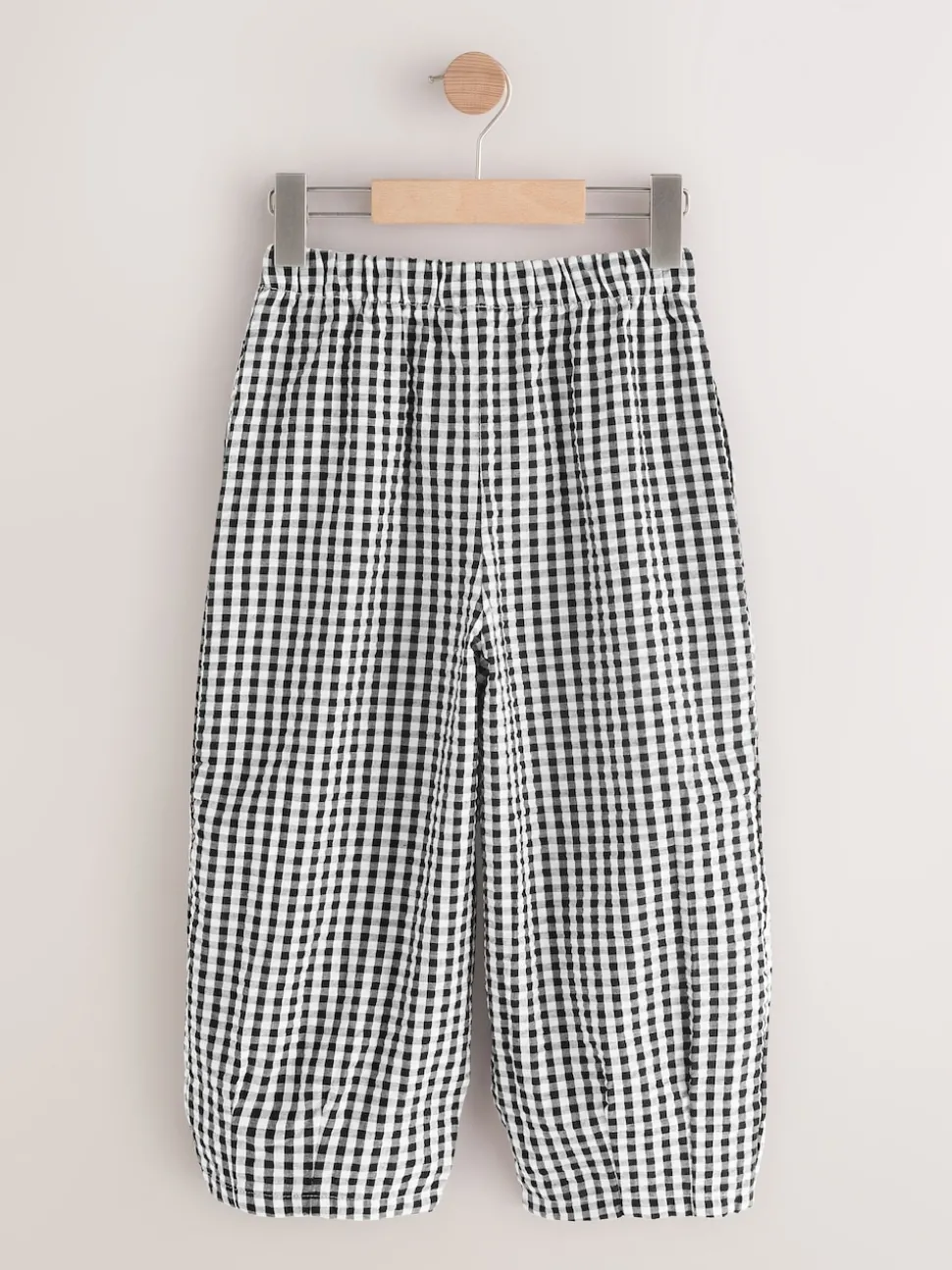 Black/White Gingham Pull On Barrel Trousers (3-16yrs)