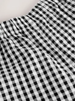 Black/White Gingham Pull On Barrel Trousers (3-16yrs)
