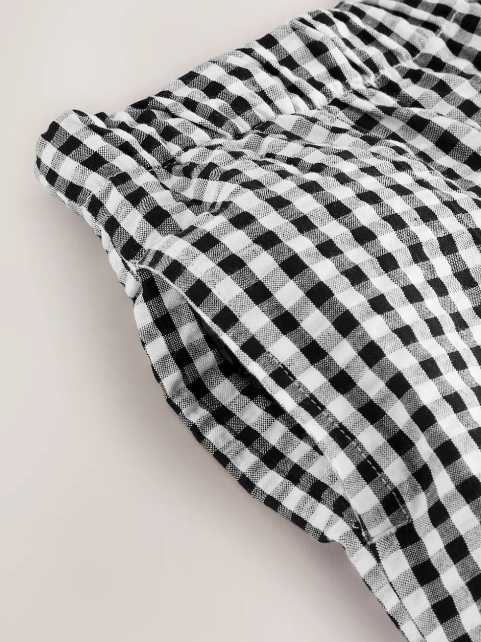 Black/White Gingham Pull On Barrel Trousers (3-16yrs)