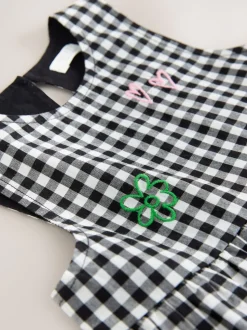Black/White Gingham Sleeveless Playsuit (3mths-7yrs)